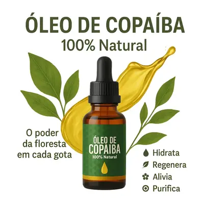 Frasco de Óleo de Copaíba de 30 ml com conta-gotas